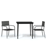 NNEVL 3 Piece Garden Dining Set Grey