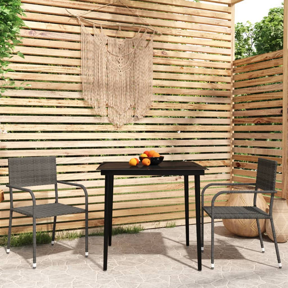 NNEVL 3 Piece Garden Dining Set Grey