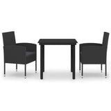 NNEVL 3 Piece Garden Dining Set Black