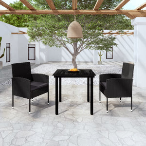 NNEVL 3 Piece Garden Dining Set Black