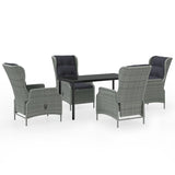 NNEVL 5 Piece Garden Dining Set Light Grey