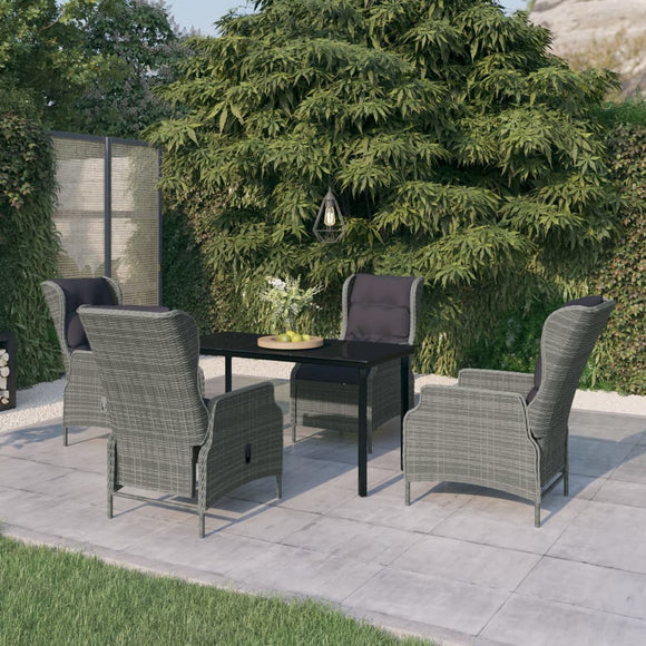 NNEVL 5 Piece Garden Dining Set Light Grey