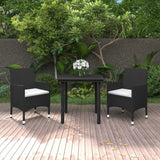NNEVL 3 Piece Garden Dining Set Poly Rattan and Glass