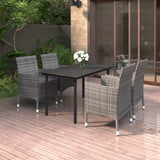NNEVL 5 Piece Garden Dining Set Poly Rattan and Glass