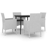 NNEVL 5 Piece Garden Dining Set with Cushions Poly Rattan and Glass