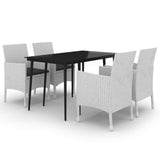 NNEVL 5 Piece Garden Dining Set with Cushions Poly Rattan and Glass