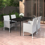 NNEVL 5 Piece Garden Dining Set with Cushions Poly Rattan and Glass