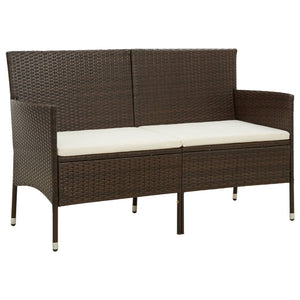 NNEVL 3-Seater Garden Sofa with Cushion Brown Poly Rattan