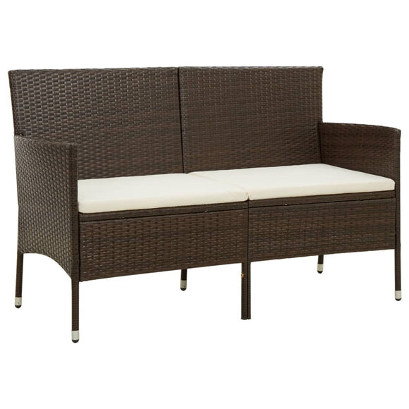 NNEVL 3-Seater Garden Sofa with Cushion Brown Poly Rattan