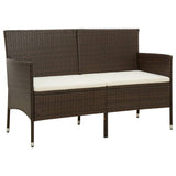 NNEVL 3-Seater Garden Sofa with Cushion Brown Poly Rattan