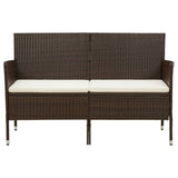 NNEVL 3-Seater Garden Sofa with Cushion Brown Poly Rattan