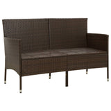 NNEVL 3-Seater Garden Sofa with Cushion Brown Poly Rattan