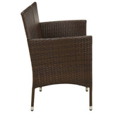 NNEVL 3-Seater Garden Sofa with Cushion Brown Poly Rattan