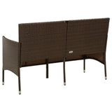 NNEVL 3-Seater Garden Sofa with Cushion Brown Poly Rattan