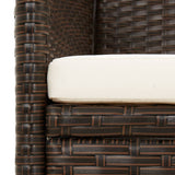 NNEVL 3-Seater Garden Sofa with Cushion Brown Poly Rattan