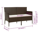 NNEVL 3-Seater Garden Sofa with Cushion Brown Poly Rattan