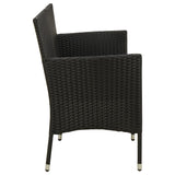 NNEVL 3-Seater Garden Sofa with Cushion Black Poly Rattan