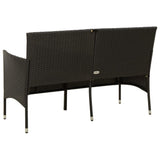 NNEVL 3-Seater Garden Sofa with Cushion Black Poly Rattan
