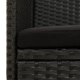 NNEVL 3-Seater Garden Sofa with Cushion Black Poly Rattan