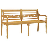 NNEVL Batavia Bench with Grey Cushion 150 cm Solid Wood Teak