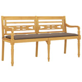 NNEVL Batavia Bench with Taupe Cushion 150 cm Solid Wood Teak