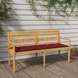 NNEVL Batavia Bench with Wine Red Cushion 150 cm Solid Wood Teak