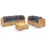 NNEVL 6 Piece Garden Lounge Set with Cushions Solid Wood Teak