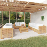 NNEVL 9 Piece Garden Lounge Set with Cushions Solid Wood Teak