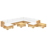 NNEVL 12 Piece Garden Lounge Set with Cushions Solid Teak Wood
