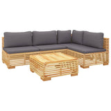 NNEVL 5 Piece Garden Lounge Set with Cushions Solid Teak Wood