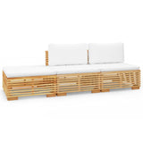 NNEVL 3 Piece Garden Lounge Set with Cushions Solid Teak Wood