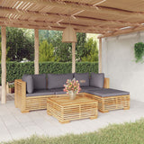 NNEVL 5 Piece Garden Lounge Set with Cushions Solid Wood Teak