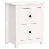 NNEVL Bedside Cabinet White 50x35x61.5 cm Solid Wood Pine