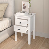 NNEVL Bedside Cabinet White 40x35x61.5 cm Solid Wood Pine