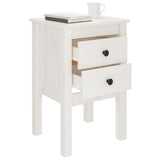 NNEVL Bedside Cabinet White 40x35x61.5 cm Solid Wood Pine