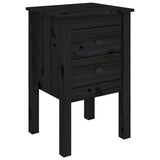 NNEVL Bedside Cabinet Black 40x35x61.5 cm Solid Wood Pine