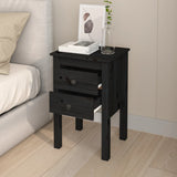 NNEVL Bedside Cabinet Black 40x35x61.5 cm Solid Wood Pine