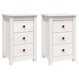 NNEVL Bedside Cabinets 2 pcs White 40x35x61.5 cm Solid Wood Pine