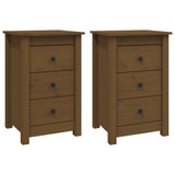 NNEVL Bedside Cabinets 2 pcs Honey Brown 40x35x61.5 cm Solid Wood Pine