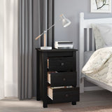 NNEVL Bedside Cabinets 2 pcs Black 40x35x61.5 cm Solid Wood Pine