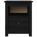 NNEVL Bedside Cabinet Black 40x35x49 cm Solid Wood Pine