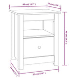 NNEVL Bedside Cabinet Black 40x35x49 cm Solid Wood Pine