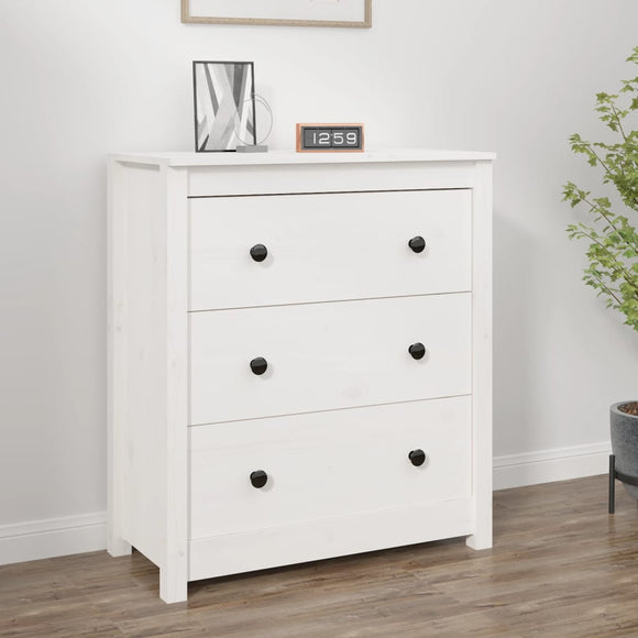 NNEVL Sideboard White 70x35x80 cm Solid Wood Pine