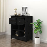 NNEVL Sideboard Black 70x35x80 cm Solid Wood Pine