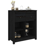NNEVL Sideboard Black 70x35x80 cm Solid Wood Pine