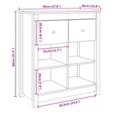 NNEVL Sideboard Black 70x35x80 cm Solid Wood Pine