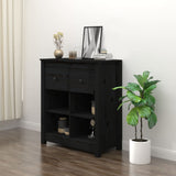 NNEVL Sideboard Black 70x35x80 cm Solid Wood Pine