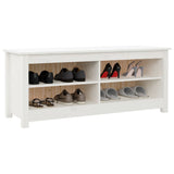 NNEVL Shoe Bench White 110x38x45.5 cm Solid Wood Pine