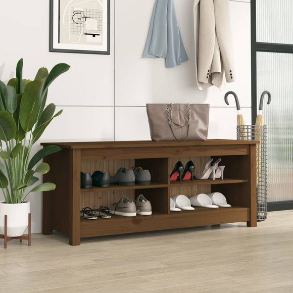 NNEVL Shoe Bench Honey Brown 110x38x45.5 cm Solid Wood Pine