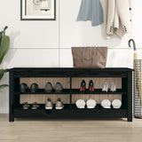 NNEVL Shoe Bench Black 110x38x45.5 cm Solid Wood Pine